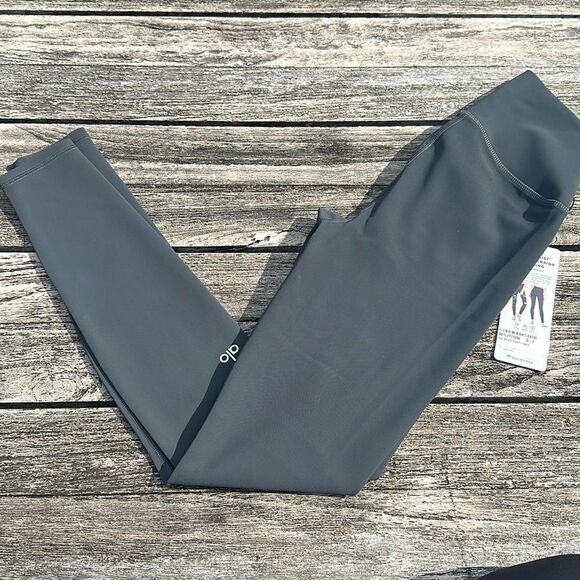 Alo Yoga High Waist Ripped Warrior Leggings Gray Fitness Women Size XS NWT - Picture 4 of 7